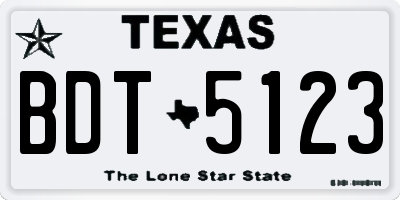 TX license plate BDT5123