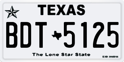 TX license plate BDT5125
