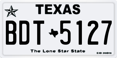 TX license plate BDT5127