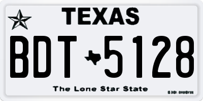 TX license plate BDT5128