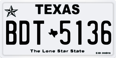 TX license plate BDT5136