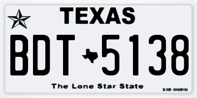 TX license plate BDT5138