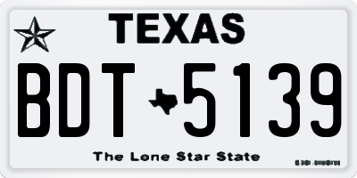 TX license plate BDT5139