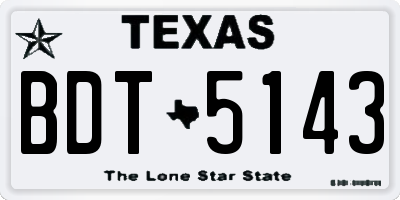 TX license plate BDT5143