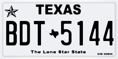 TX license plate BDT5144