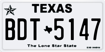 TX license plate BDT5147