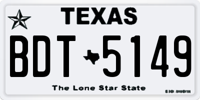 TX license plate BDT5149