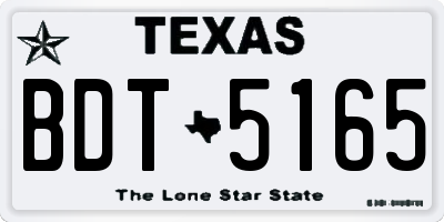 TX license plate BDT5165
