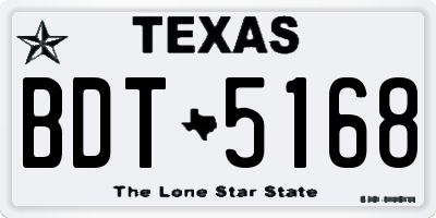 TX license plate BDT5168