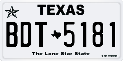 TX license plate BDT5181