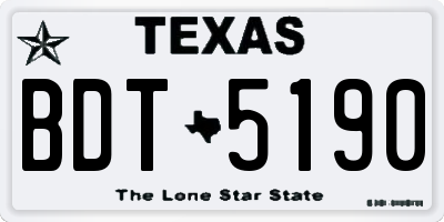 TX license plate BDT5190