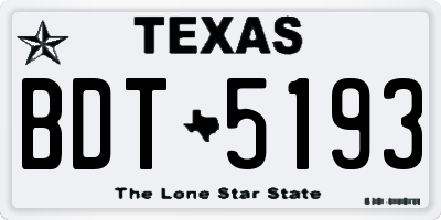 TX license plate BDT5193
