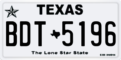 TX license plate BDT5196