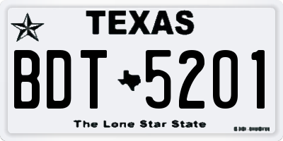 TX license plate BDT5201