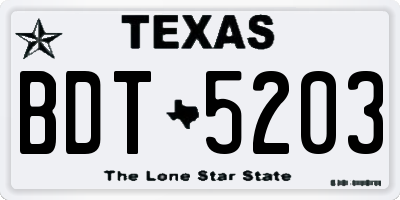 TX license plate BDT5203