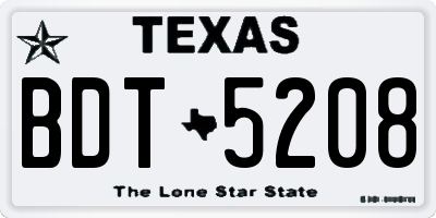 TX license plate BDT5208