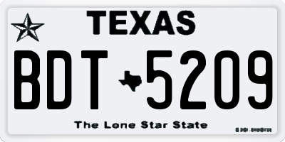 TX license plate BDT5209