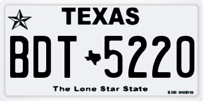 TX license plate BDT5220