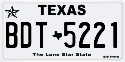 TX license plate BDT5221