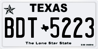 TX license plate BDT5223