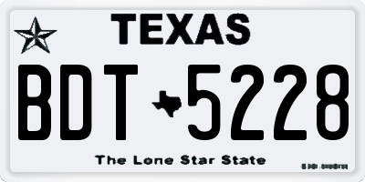 TX license plate BDT5228