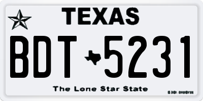 TX license plate BDT5231