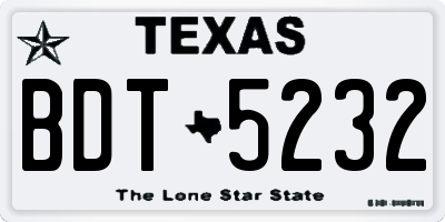TX license plate BDT5232