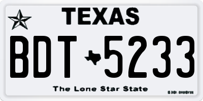 TX license plate BDT5233