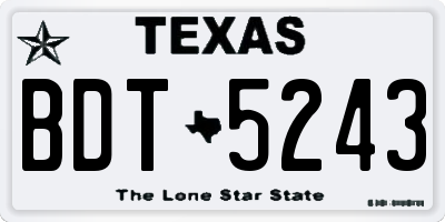 TX license plate BDT5243