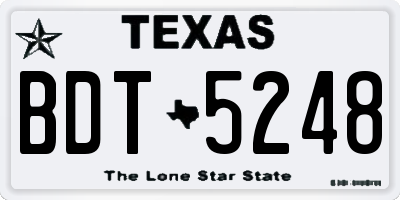TX license plate BDT5248