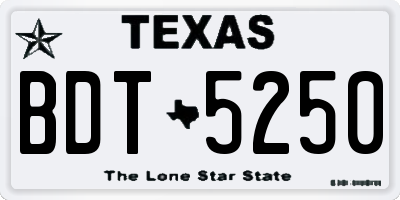 TX license plate BDT5250