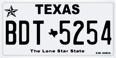 TX license plate BDT5254