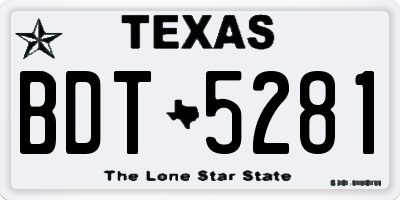 TX license plate BDT5281