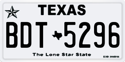 TX license plate BDT5296