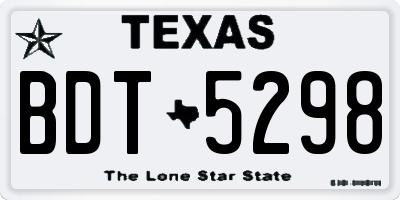 TX license plate BDT5298