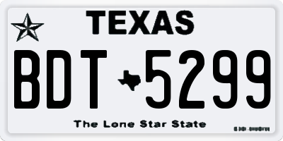 TX license plate BDT5299