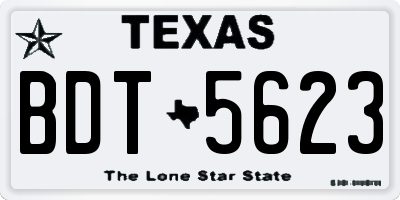 TX license plate BDT5623