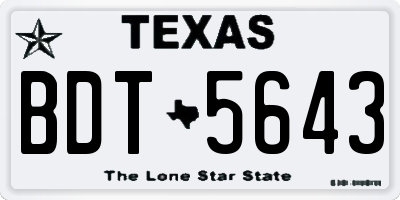 TX license plate BDT5643