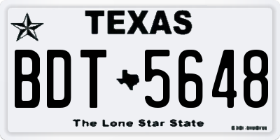 TX license plate BDT5648