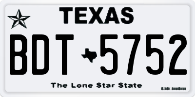 TX license plate BDT5752