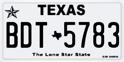 TX license plate BDT5783