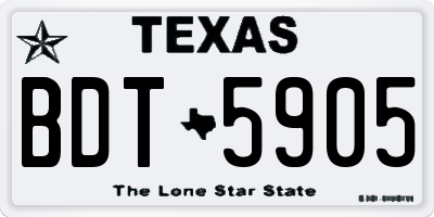 TX license plate BDT5905