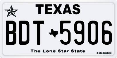 TX license plate BDT5906