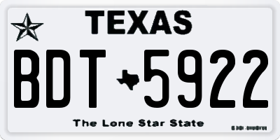 TX license plate BDT5922