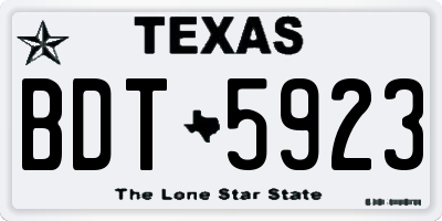 TX license plate BDT5923