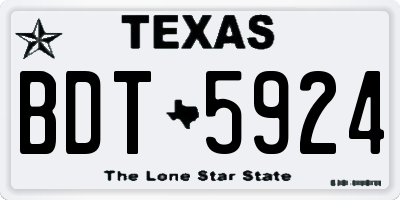 TX license plate BDT5924