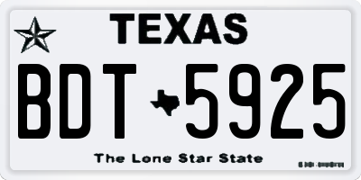 TX license plate BDT5925