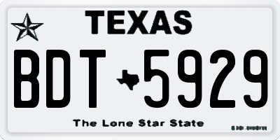 TX license plate BDT5929