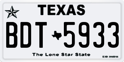TX license plate BDT5933
