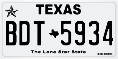 TX license plate BDT5934